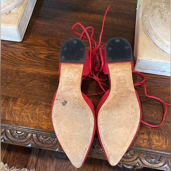 Stuart Weitzman Red Gilligan Lace-up D'orsay
Flats. Size 7 1/2 good condition! - Picture 5 of 8